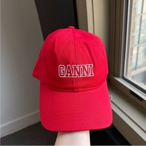 Ganni Red Baseball Cap